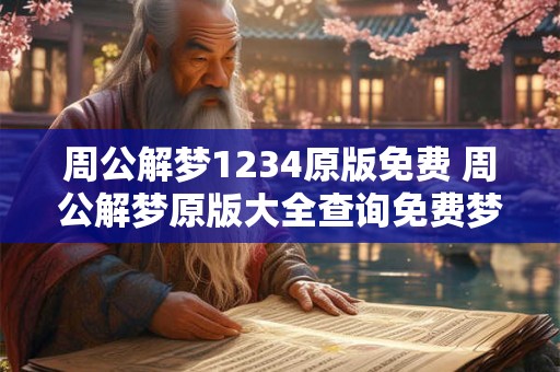 周公解梦1234原版免费 周公解梦原版大全查询免费梦见鱼