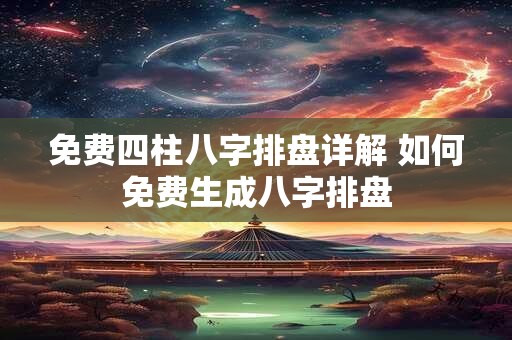 免费四柱八字排盘详解 如何免费生成八字排盘