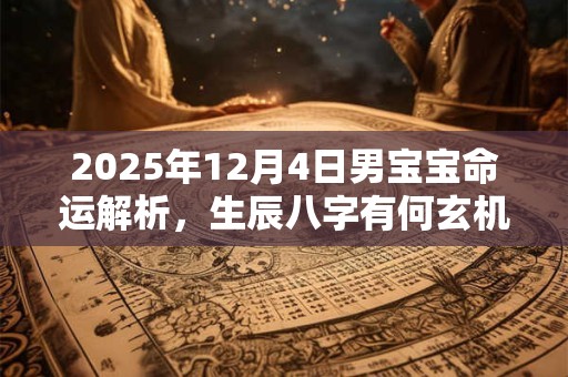 详细阅读:2025年12月4日男宝宝命运解析,生辰八字有何玄机 2025年12月4日男宝宝命运解析,生辰八字有何玄机