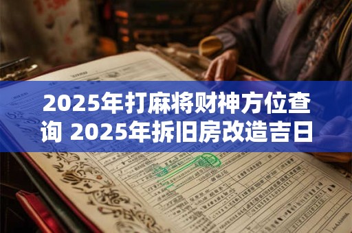 2025年打麻将财神方位查询 2025年拆旧房改造吉日