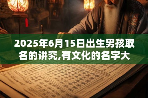 2025年6月15日出生男孩取名的讲究,有文化的名字大全