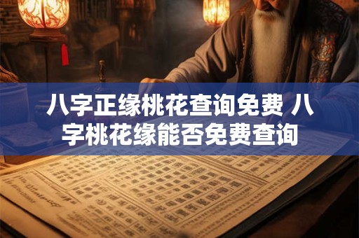 八字正缘桃花查询免费 八字桃花缘能否免费查询