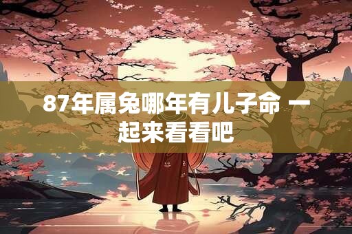 87年属兔哪年有儿子命 一起来看看吧