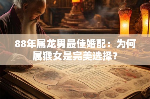 88年属龙男最佳婚配：为何属猴女是完美选择？