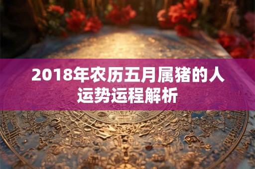 2018年农历五月属猪的人运势运程解析