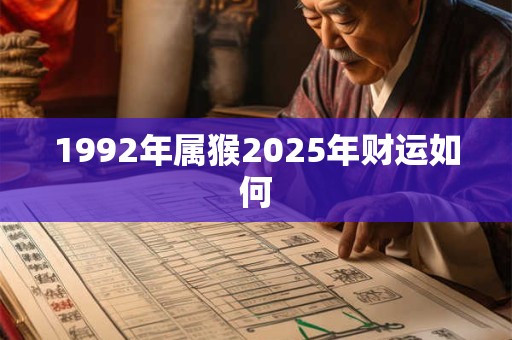 1992年属猴2025年财运如何