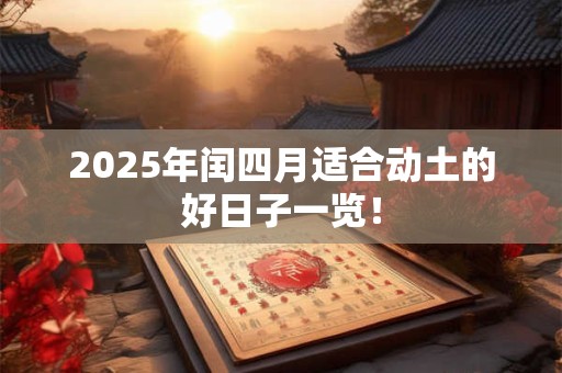 2025年闰四月适合动土的好日子一览！