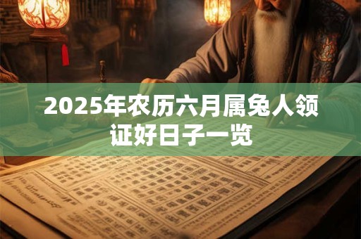 2025年农历六月属兔人领证好日子一览