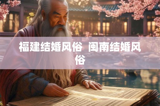 福建结婚风俗  闽南结婚风俗