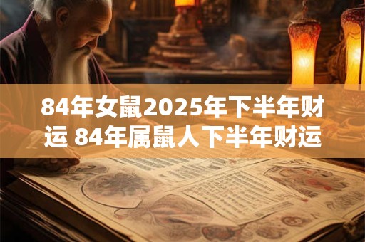 84年女鼠2025年下半年财运 84年属鼠人下半年财运怎么样