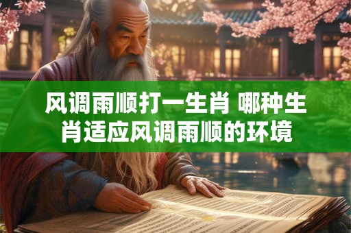 风调雨顺打一生肖 哪种生肖适应风调雨顺的环境