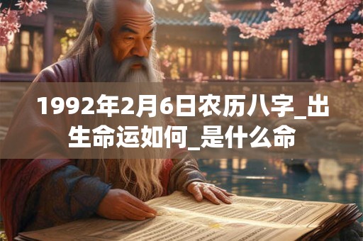 1992年2月6日农历八字_出生命运如何_是什么命