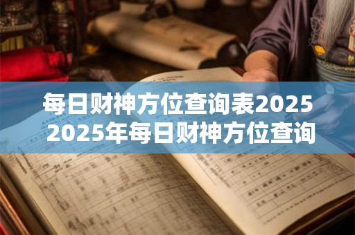 每日财神方位查询表2025 2025年每日财神方位查询怎么查