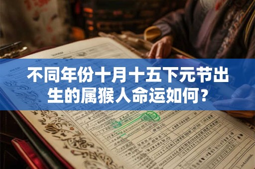 不同年份十月十五下元节出生的属猴人命运如何？