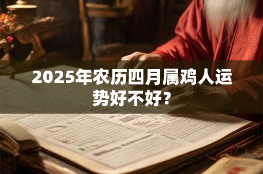 详细阅读:2025年农历四月属鸡人运势好不好? 2025年农历四月属鸡人运势好不好?