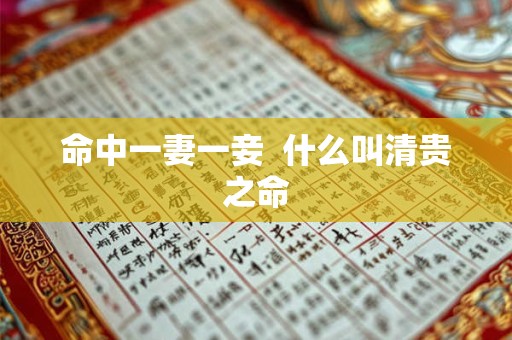 命中一妻一妾  什么叫清贵之命