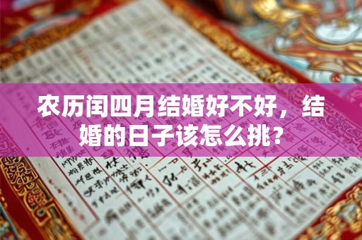 农历闰四月结婚好不好，结婚的日子该怎么挑？