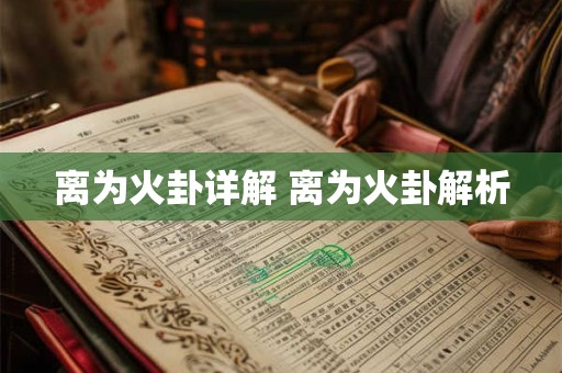 离为火卦详解 离为火卦解析