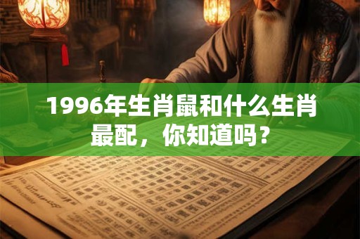 1996年生肖鼠和什么生肖最配，你知道吗？