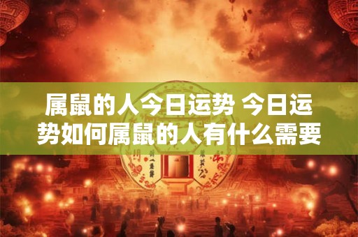 属鼠的人今日运势 今日运势如何属鼠的人有什么需要注意的地方