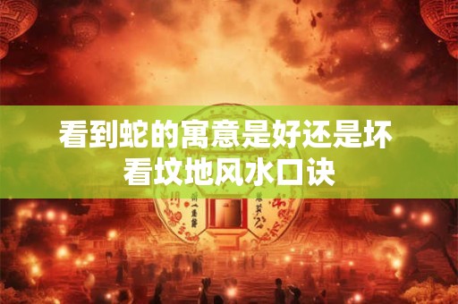 看到蛇的寓意是好还是坏 看坟地风水口诀