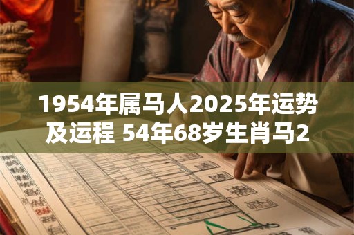 1954年属马人2025年运势及运程 54年68岁生肖马2025年每月运势 1954年属马人2025年运势及运程 54年68岁生肖马2025年每月运势