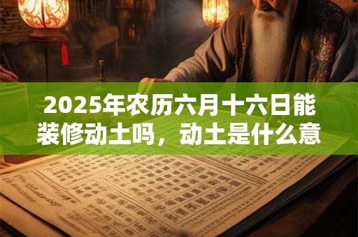 2025年农历六月十六日能装修动土吗，动土是什么意思？