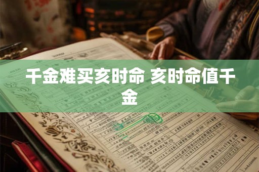 千金难买亥时命 亥时命值千金