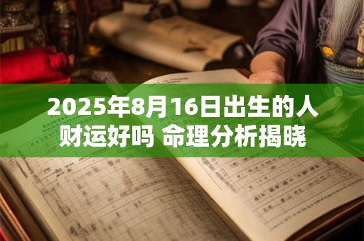 2025年8月16日出生的人财运好吗 命理分析揭晓
