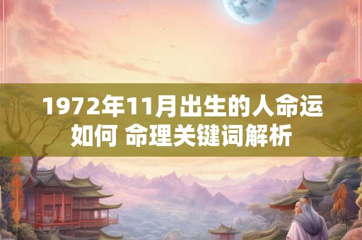 1972年11月出生的人命运如何 命理关键词解析