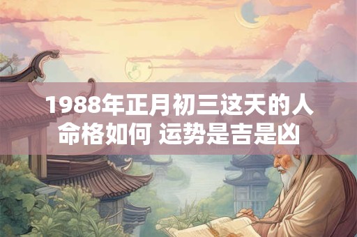 1988年正月初三这天的人命格如何 运势是吉是凶