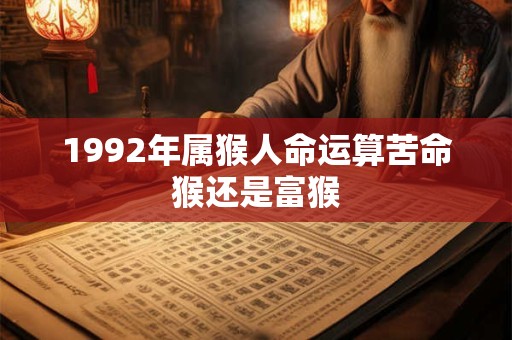 1992年属猴人命运算苦命猴还是富猴