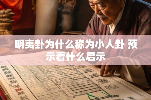 明夷卦为什么称为小人卦 预示着什么启示