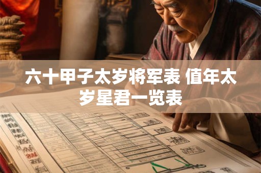 六十甲子太岁将军表 值年太岁星君一览表