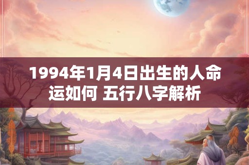 详细阅读:1994年1月4日出生的人命运如何 五行八字解析 1994年1月4日出生的人命运如何 五行八字解析