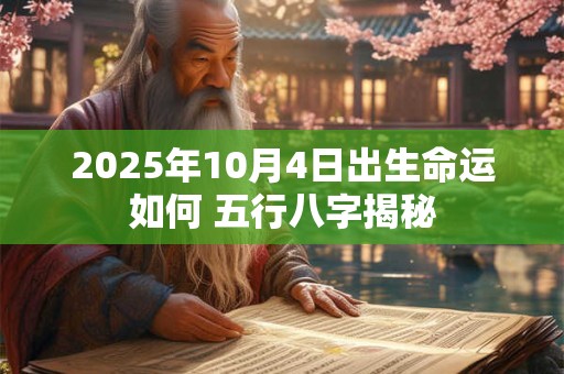 2025年10月4日出生命运如何 五行八字揭秘