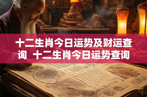 十二生肖今日运势及财运查询  十二生肖今日运势查询易安居
