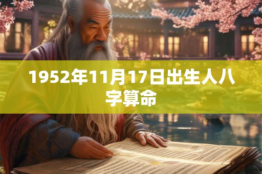 1952年11月17日出生人八字算命