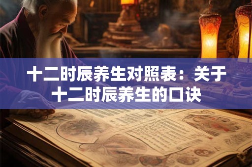 十二时辰养生对照表：关于十二时辰养生的口诀