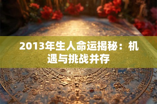 2013年生人命运揭秘：机遇与挑战并存
