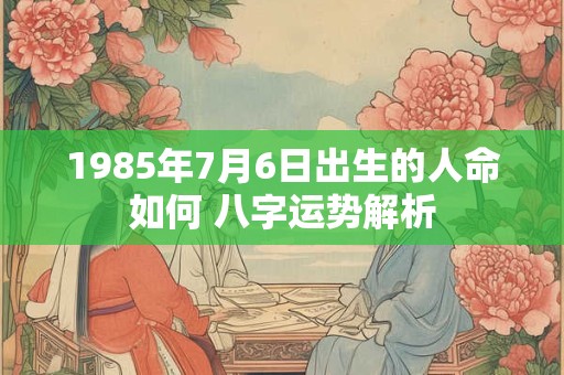 1985年7月6日出生的人命如何 八字运势解析