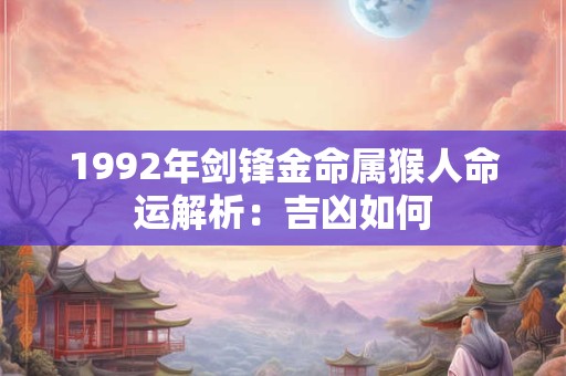 1992年剑锋金命属猴人命运解析：吉凶如何