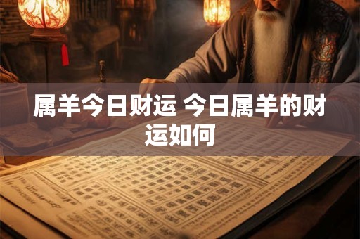 属羊今日财运 今日属羊的财运如何