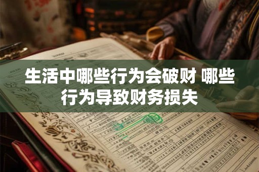 生活中哪些行为会破财 哪些行为导致财务损失
