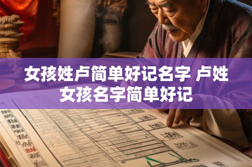 女孩姓卢简单好记名字 卢姓女孩名字简单好记