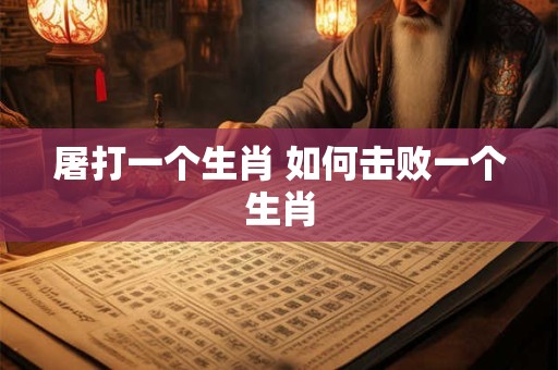 屠打一个生肖 如何击败一个生肖 屠打一个生肖 如何击败一个生肖