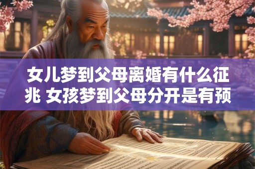 详细阅读:女儿梦到父母离婚有什么征兆 女孩梦到父母分开是有预兆吗 女儿梦到父母离婚有什么征兆 女孩梦到父母分开是有预兆吗
