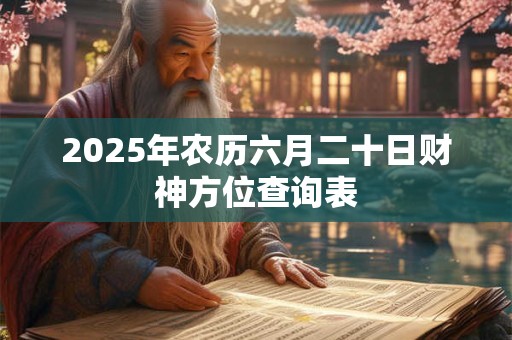详细阅读:2025年农历六月二十日财神方位查询表 2025年农历六月二十日财神方位查询表