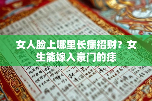 女人脸上哪里长痣招财？女生能嫁入豪门的痣