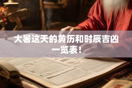 大暑这天的黄历和时辰吉凶一览表！